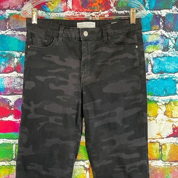 Sanctuary Social Standard Ankle Skinny Black Camo Jeans Size 6 - Picture 5 of 11